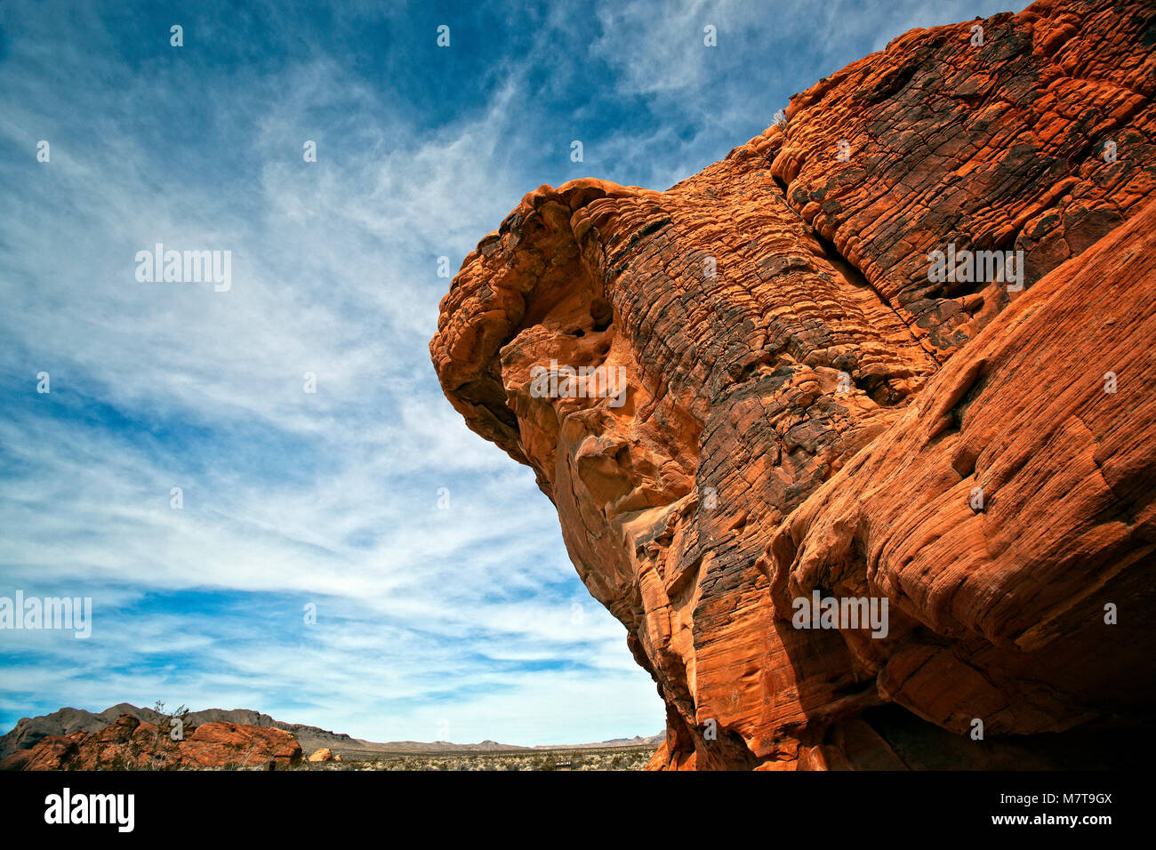 De belles formations de roche de grès érodées dans la Vallée de Feu du Nevada State Park Banque D'Images