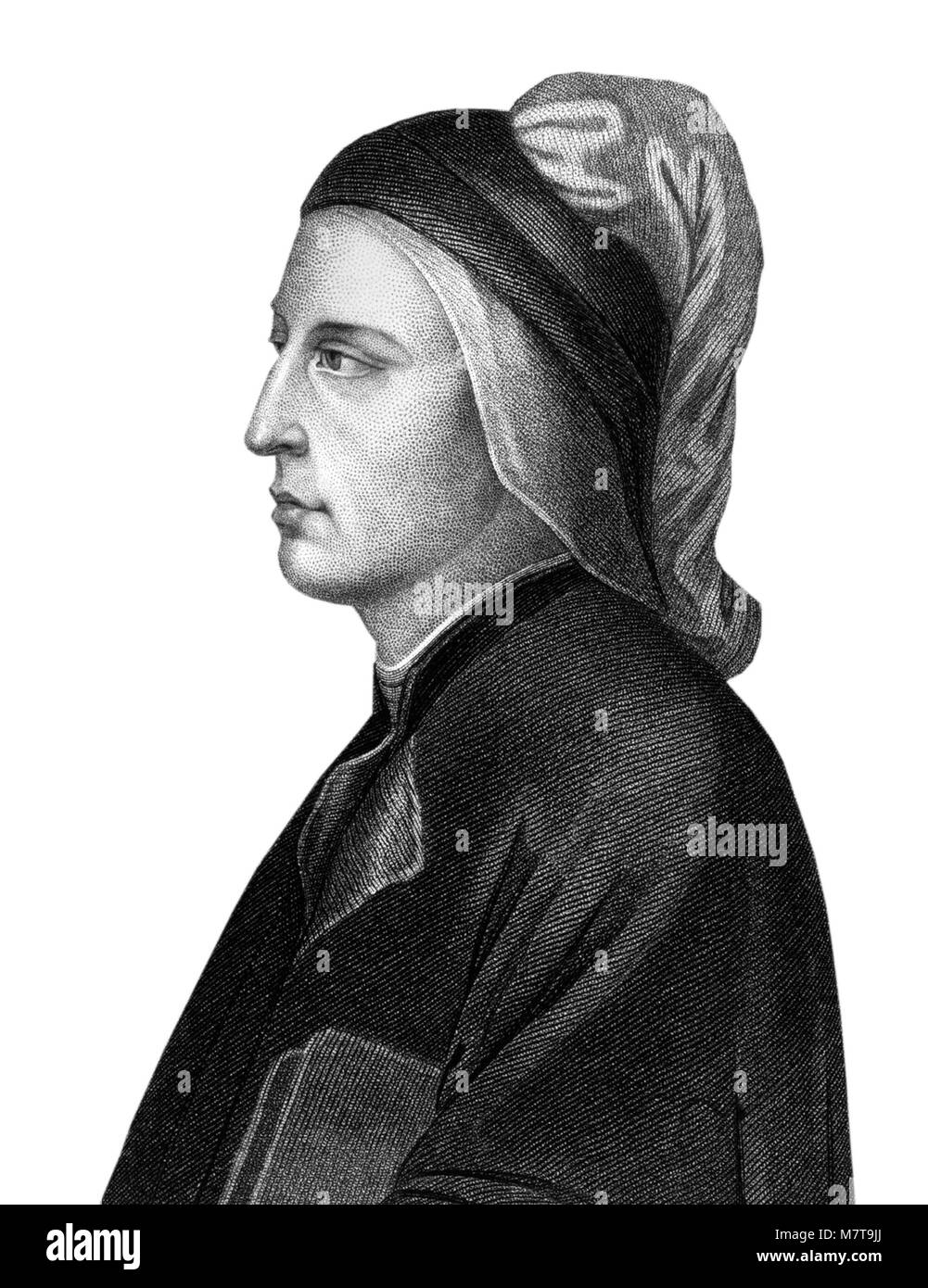 Dante Alighieri (1265-1321), un 19thC gravure du poète et homme d'État italien de la fin du moyen âge. Banque D'Images