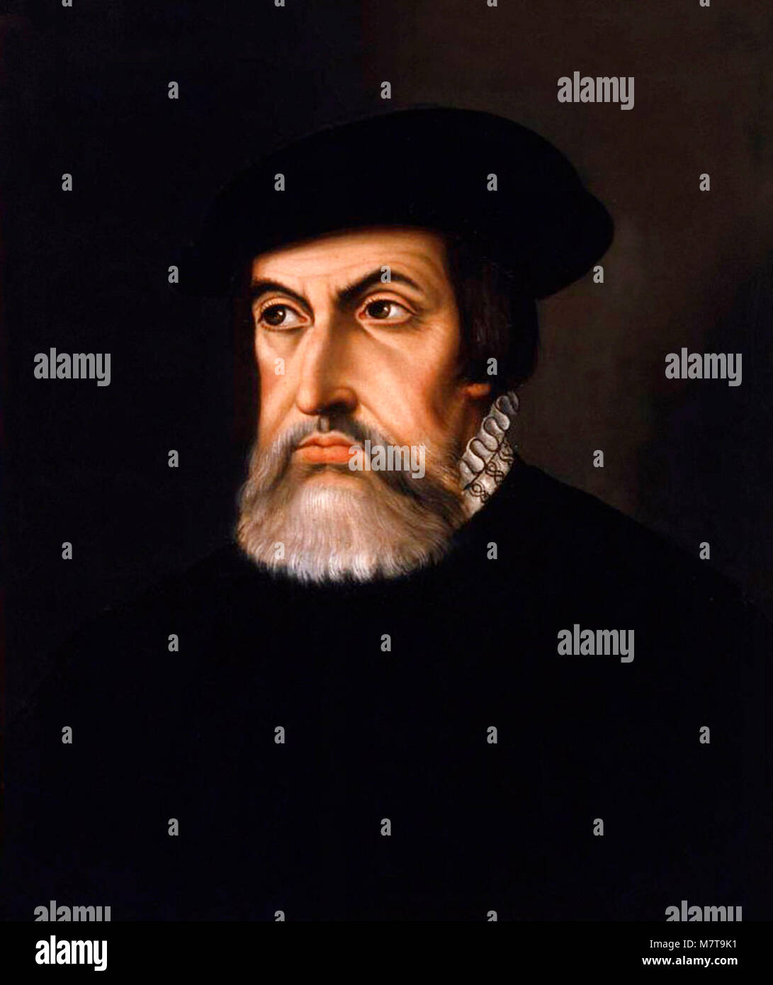 De Hernán Cortés Monroy Pizarro Altamirano y, Marquis de la vallée d'Oaxaca (1485-1547). Portrait de le conquistador espagnol Hernan Cortes,, huile sur toile, artiste inconnu, 18thC. Banque D'Images