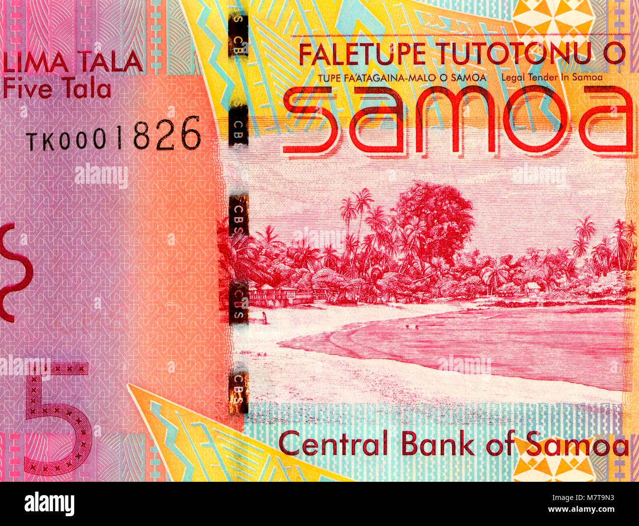 5 5 Samoa Tala Bank Note Banque D'Images