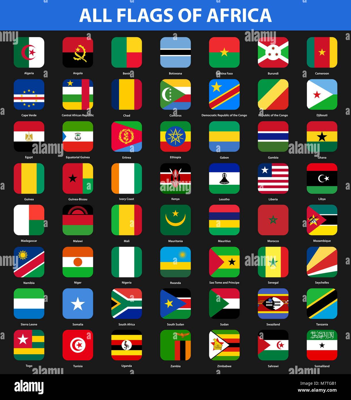 Ensemble de drapeaux de tous les pays africains. Style plat Image  Vectorielle Stock - Alamy