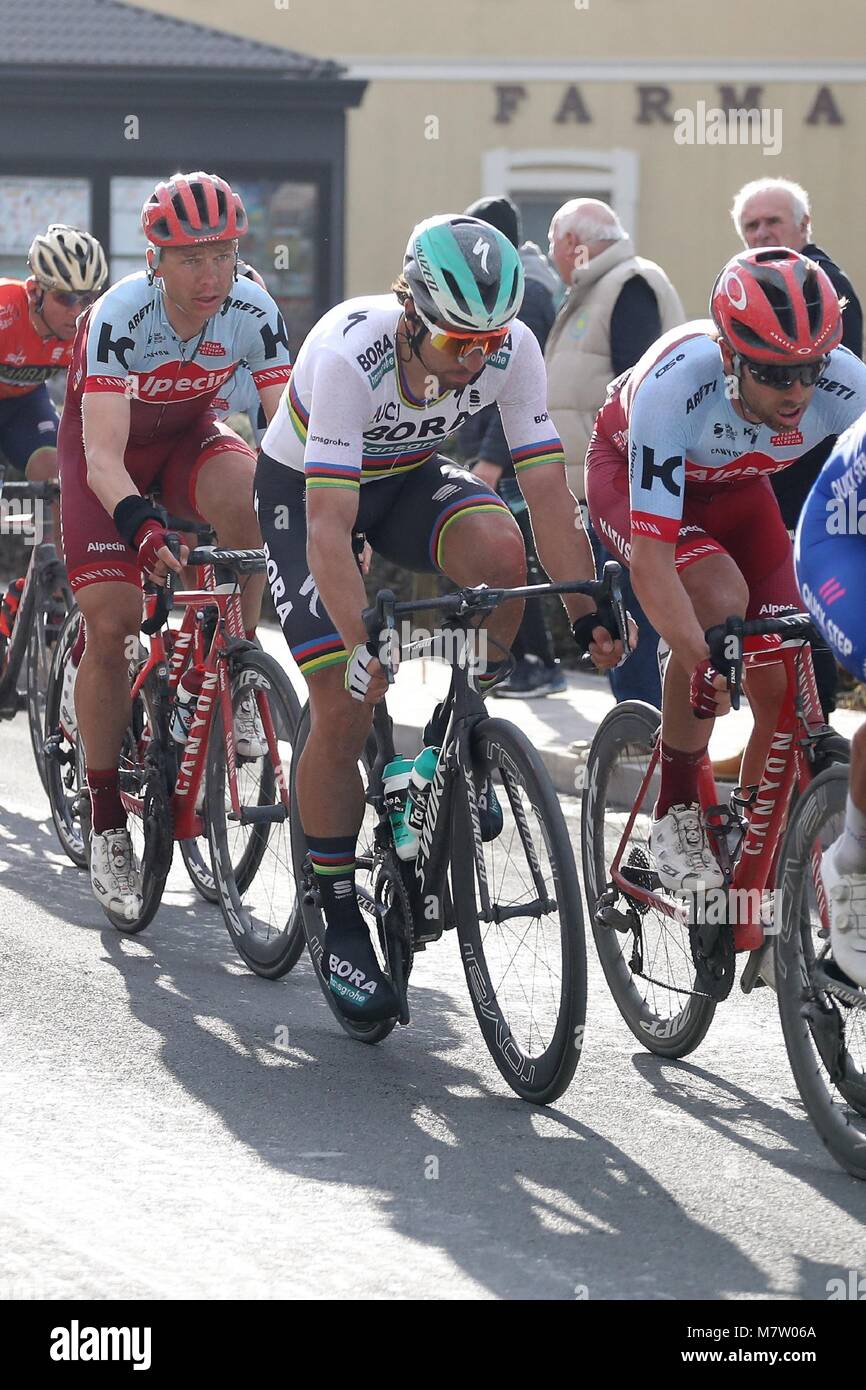 Tirreno-Adriatico 2018 Stage 6 Numana à Fano en Italie. 12 mars, 2018. Peter Sagan (BORA - hansgrohe) au cours de l'UCI World Tour, Tirreno-Adriatico 2018, stade 6, Numana à Fano, en Italie, le 12 mars 2018 - Photo Laurent Layris / DPPI Crédit : Laurent Locevaphotos Lairys/agence/Alamy Live News Banque D'Images