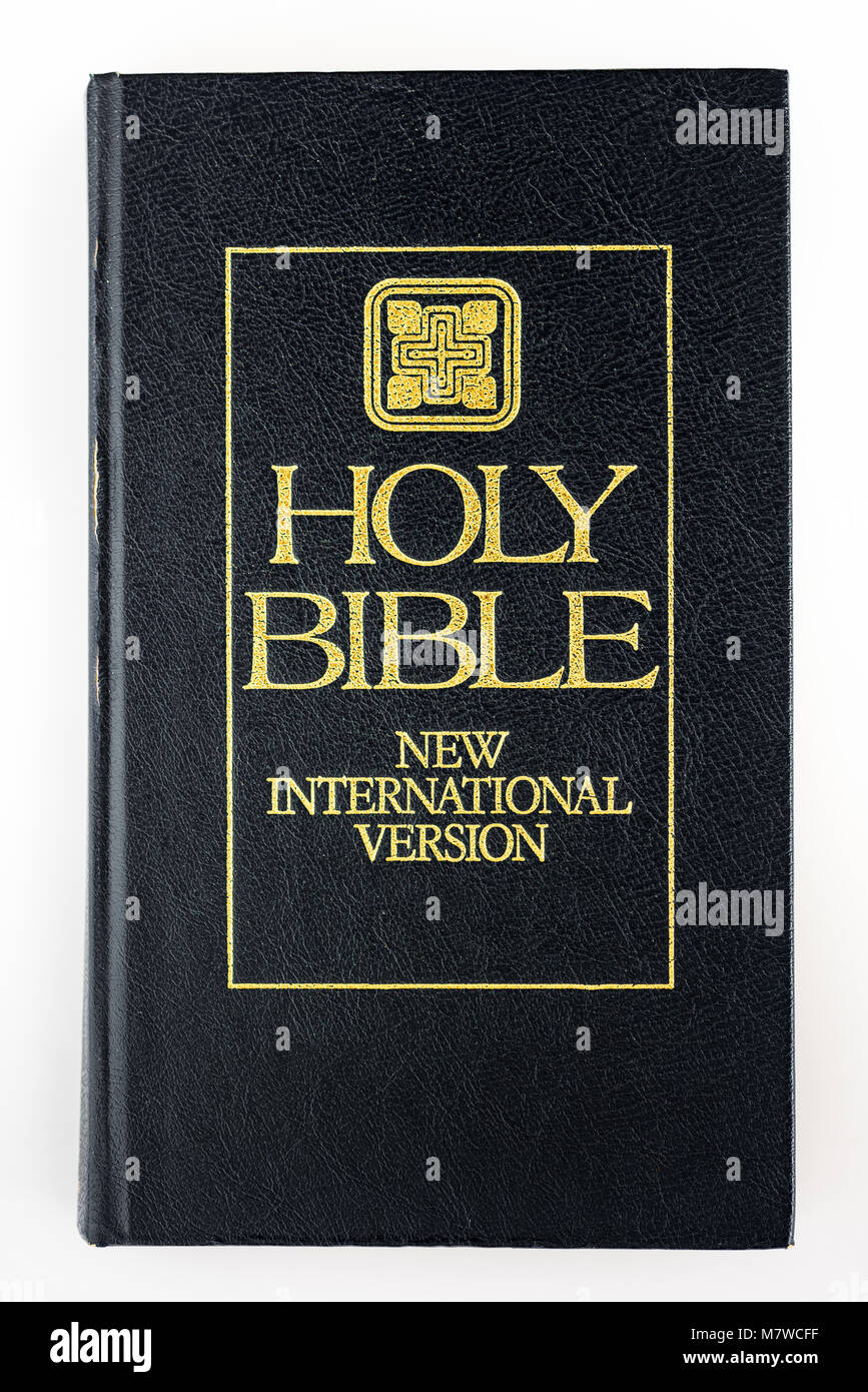 Couverture de la Bible avec disque dur dans la Nouvelle Version  Internationale traduction en anglais Photo Stock - Alamy