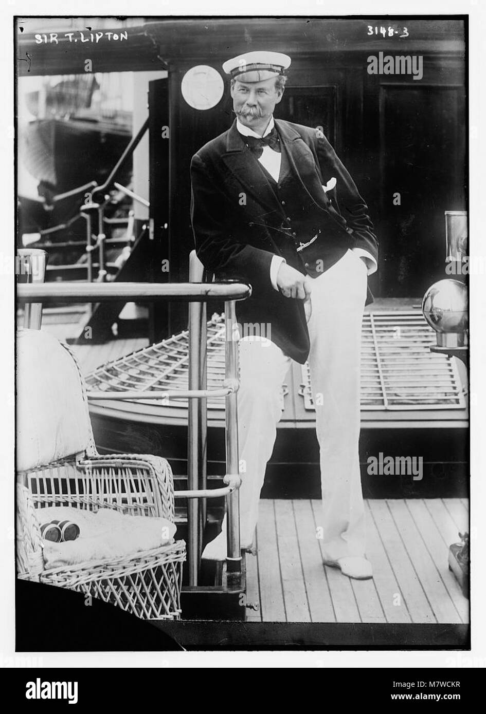 Portrait de Sir Thomas Lipton, homme d'affaires et philanthrope écossais, mieux connu pour avoir fondé la Lipton Tea Company et ses contributions à la voile. Banque D'Images