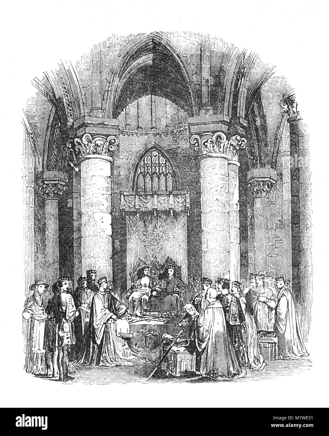 En 1272, le roi Henri III est arrivé à Bury tout en en route pour punir un grand soulèvement à Norwich. et a tenu un parlement à l'abbaye. Plus tard le roi Édouard I et sa femme, Aliénor de Castille, a tenu le Parlement dans l'abbaye, Bury St Edmunds, Suffolk, Angleterre Banque D'Images