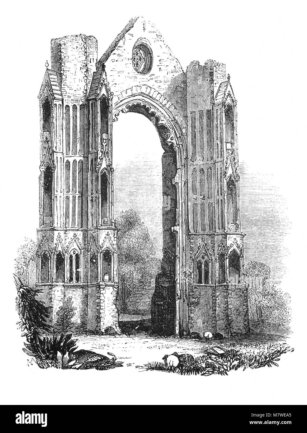 Le 13e siècle est de Walsingham Prieuré, un monastère de chanoines Augustins à Walsingham, Norfolk, Angleterre. Il est surtout connu pour avoir un logement sanctuaire marial avec une réplique de la maison de la Sainte Famille de Nazareth. Cependant, le sanctuaire a été démantelé, et le prieuré détruit, lorsque l'abbaye a été saisi par l'État à la dissolution des monastères sous le Roi Henry VIII. Banque D'Images