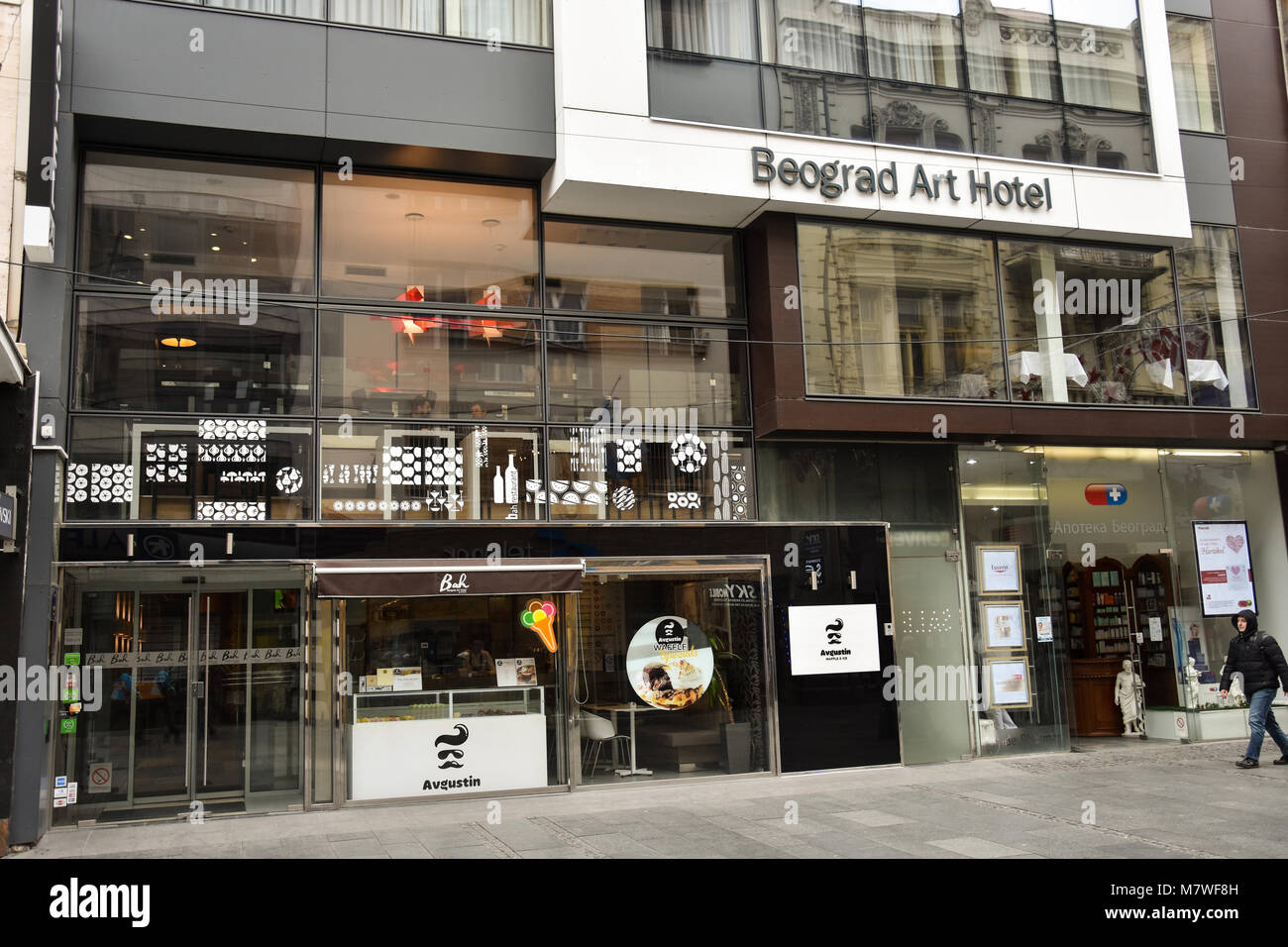 Belgrade, Serbie. Le 9 février 2017. Façade ou le Art Hotel Belgrade (Beograd Art Hotel) Banque D'Images