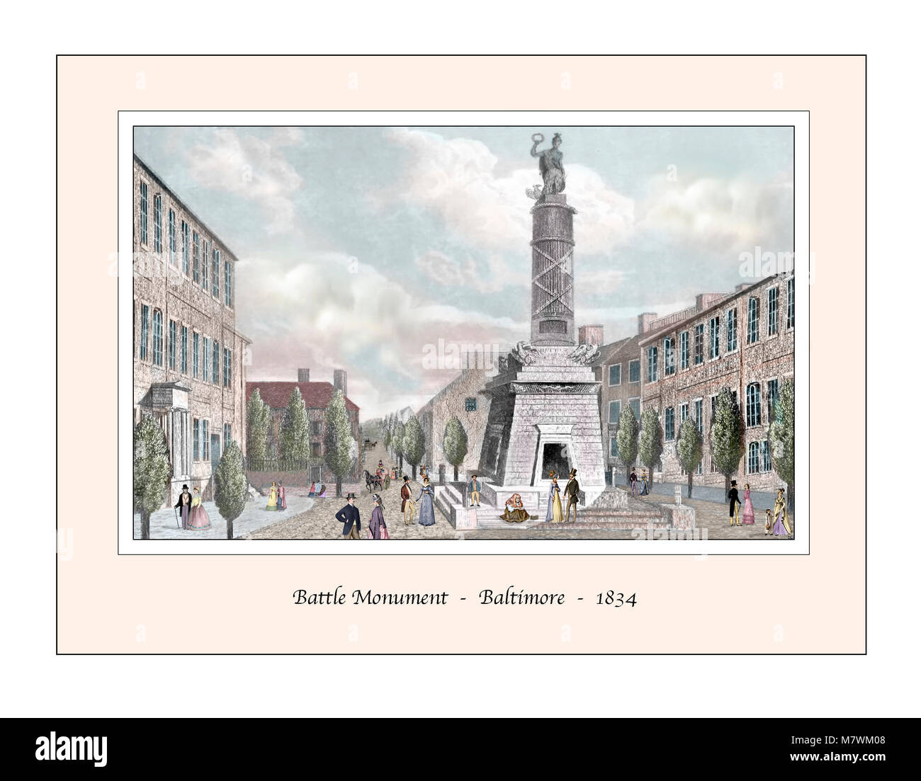 Monument bataille Baltimore Conception originale basée sur une gravure du xixe siècle Banque D'Images