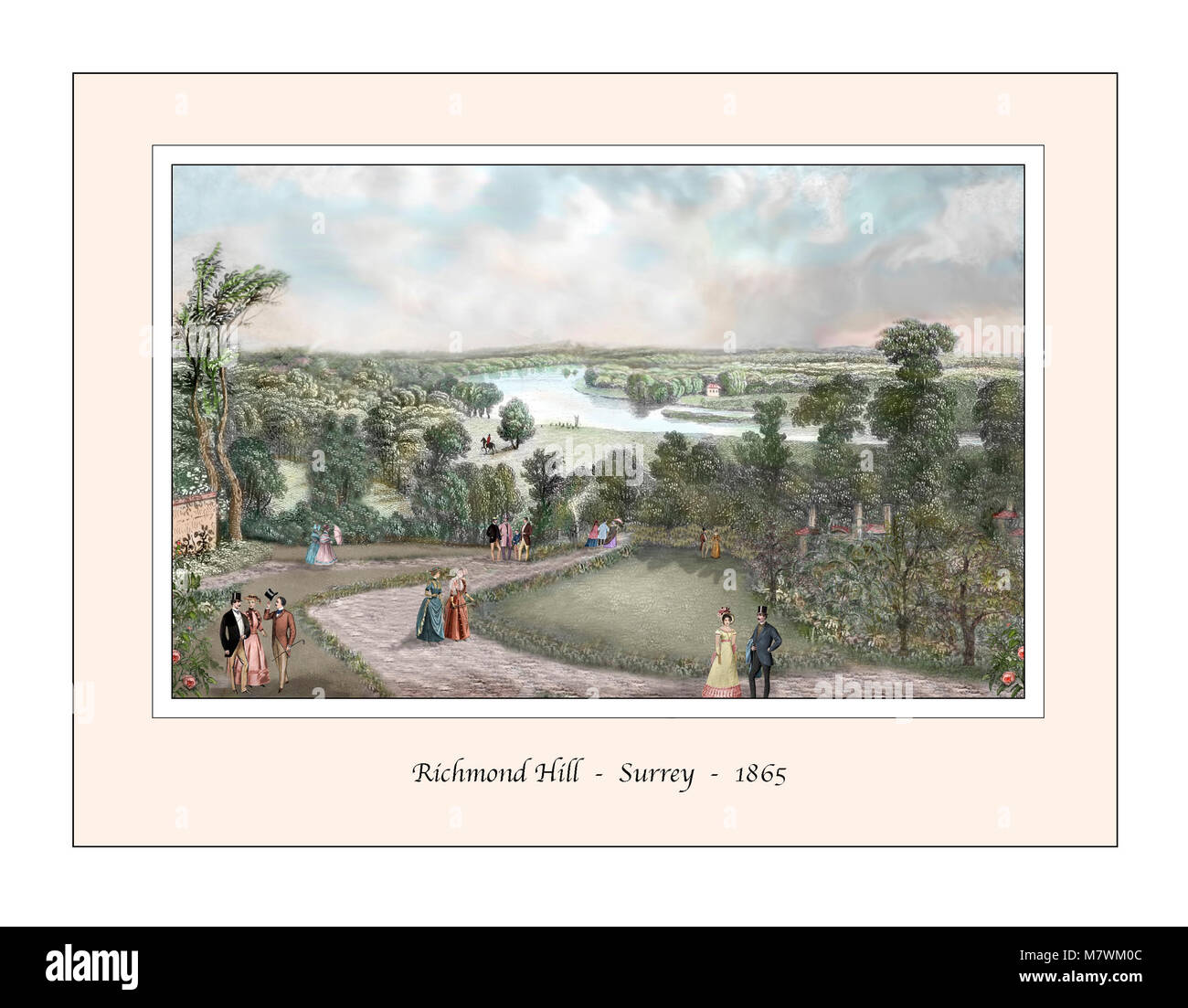 Richmond Hill Surrey Conception originale basée sur une gravure du xixe siècle Banque D'Images