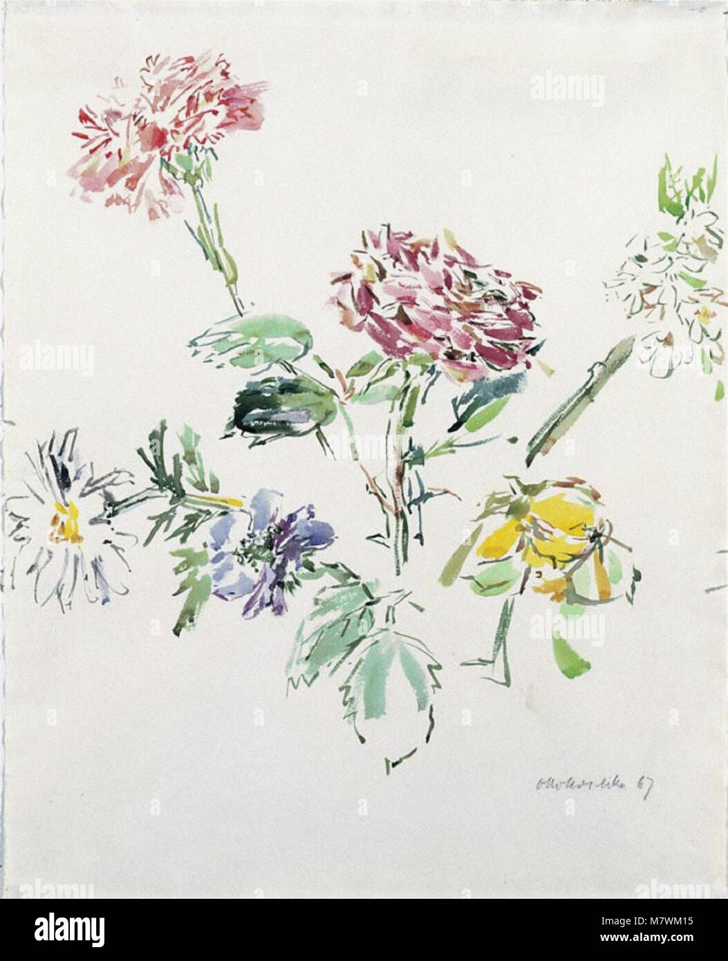 Oskar Kokoschka - Fleurs d'été avec zinnias Banque D'Images