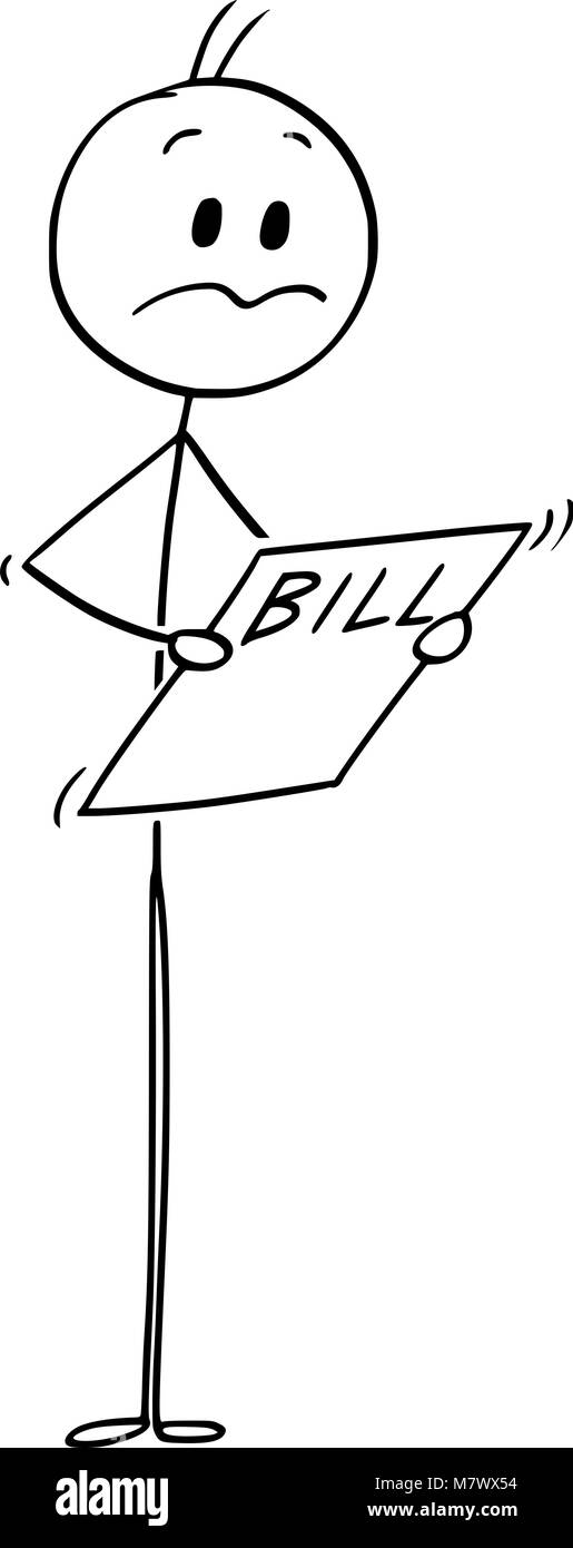 Caricature de malheureux ou Businessman Reading Bill Illustration de Vecteur