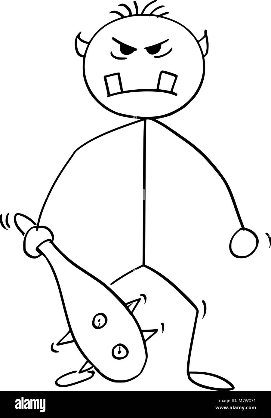 Caricature d'ogre géant,ou Club avec Monster Troll Illustration de Vecteur