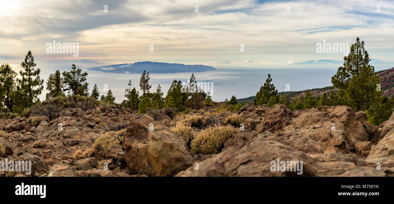 Paysage des montagnes d'inspiration sur Tenerife, Îles Canaries, La Gomera Island Banque D'Images