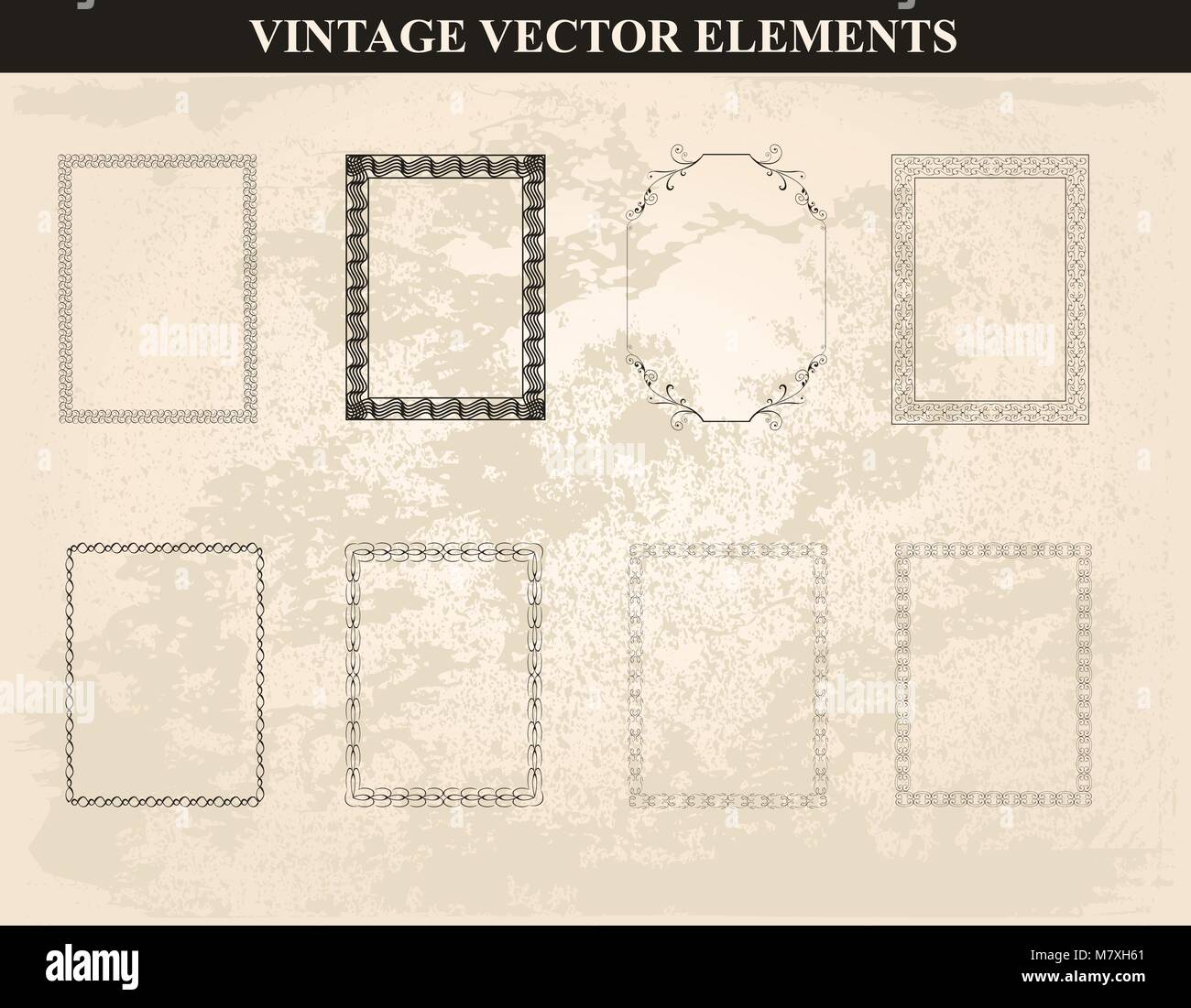 Cadres décoratifs vintage et frontières vecteur.Abstract vintage frame design dans différents styles.Vector Vintage Ornament Illustration de Vecteur