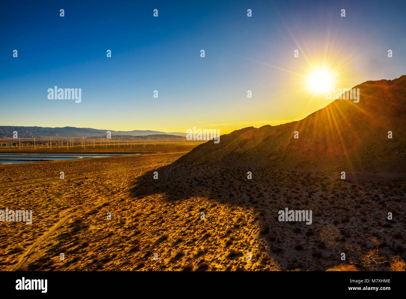 Coucher du soleil dans le désert de Mojave, près de Palm Springs Banque D'Images