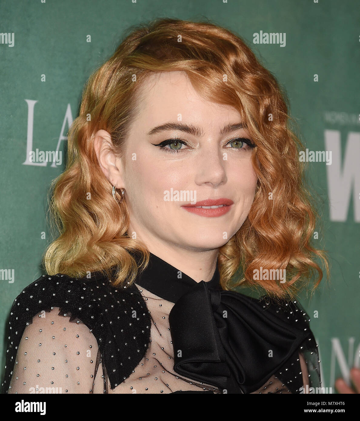 EMMA STONE actrice américaine arrive à la 11e célébration annuelle de la femme sont en nomination aux Oscars 2018 présenté par Women in Film à crustacé le 2 mars 2018 à Beverly Hills, Californie. Photo : Jeffrey Mayer Banque D'Images