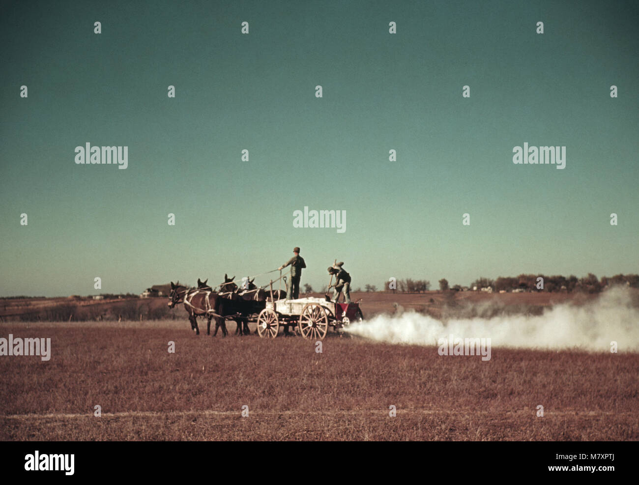 L'épandage agricole agriculteurs engrais 4-mule team Wagon, Géorgie, Marion Post Wolcott pour Farm Security Administration - Bureau de la guerre de l'information, 1940 Banque D'Images