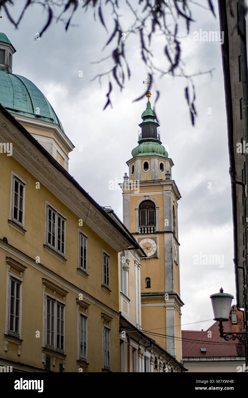 Façades de maisons de Ljubljana Banque D'Images