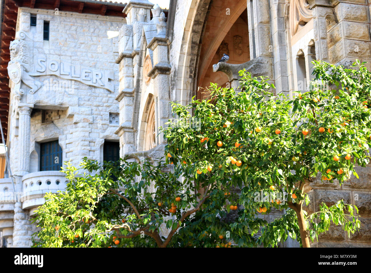 Soller, Majorque, Baleares, Plaza Constitució, St- Bartholomäus Banque D'Images