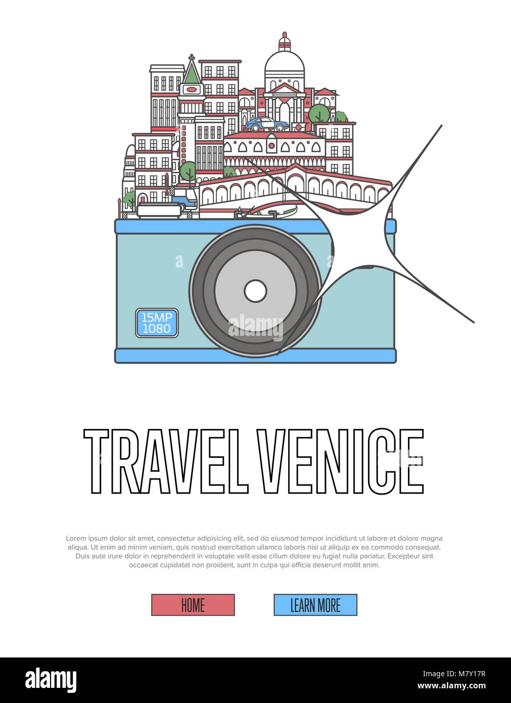 Avec l'appareil photo de l'affiche de Venise Voyage Illustration de Vecteur