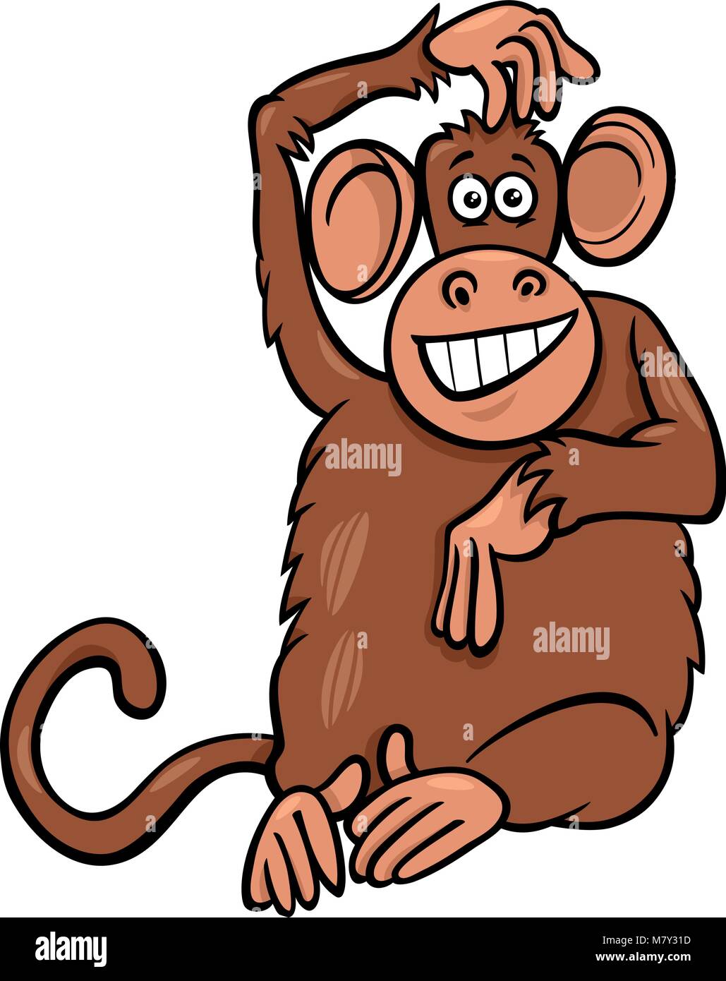 Cartoon Illustration de primate singe drôle personnage animal Illustration de Vecteur