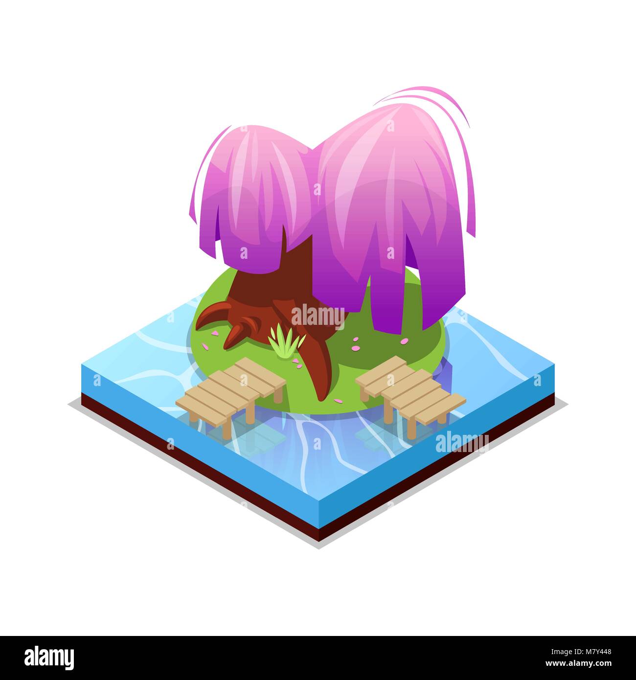 Green Island dans le lac l'icône 3D isométrique Illustration de Vecteur