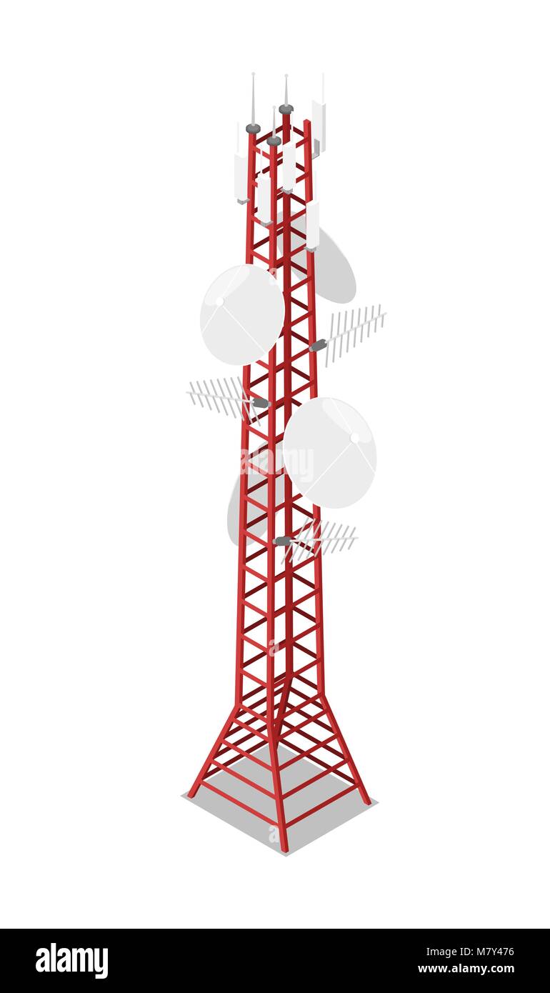 Tour de la télévision de l'icône 3D isométrique Illustration de Vecteur