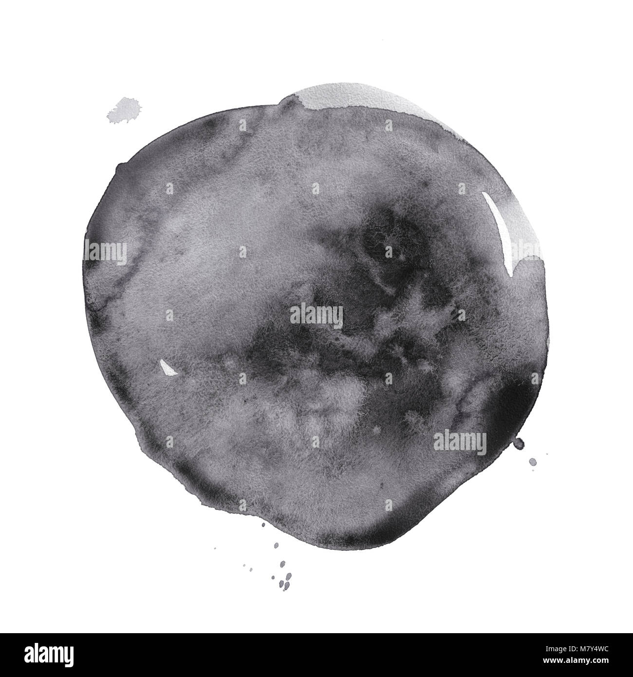 Aquarelle rond tache noire. Banque D'Images