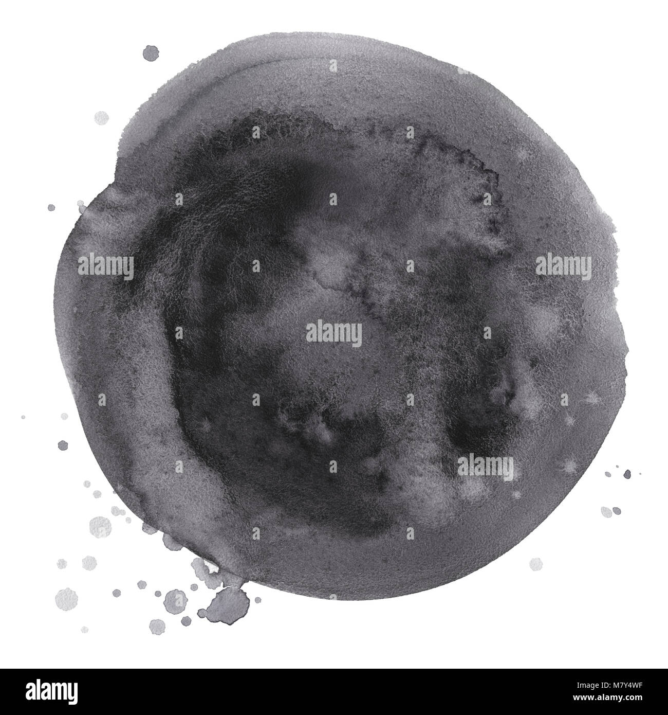 Aquarelle rond tache noire. Banque D'Images