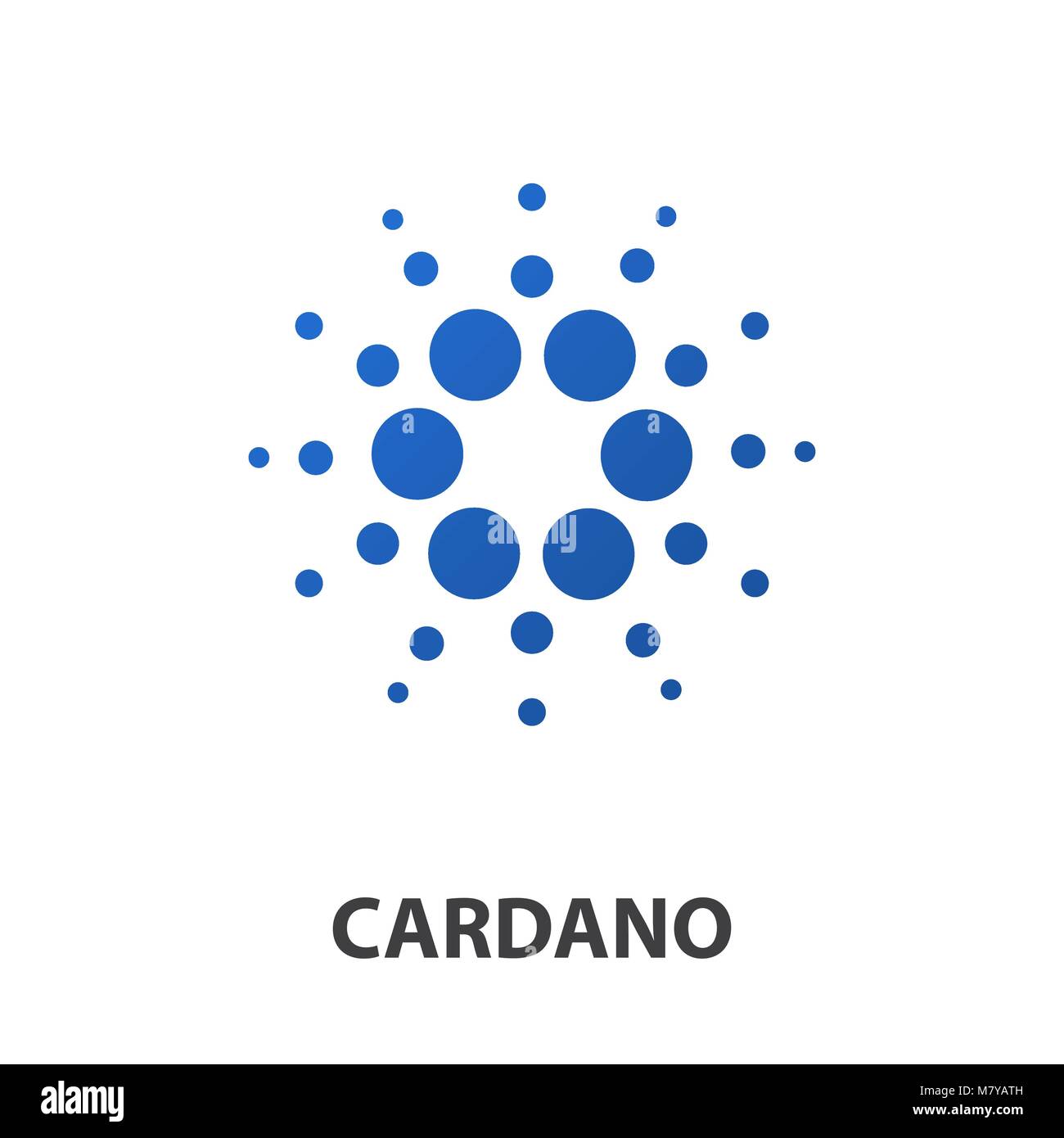 L'icône de pièce de monnaie crypto Cardano isolé sur un fond blanc. L'icône de l'argent virtuel.collection Cryptocurrency en télévision style.Symbole de la technologie à puce Illustration de Vecteur