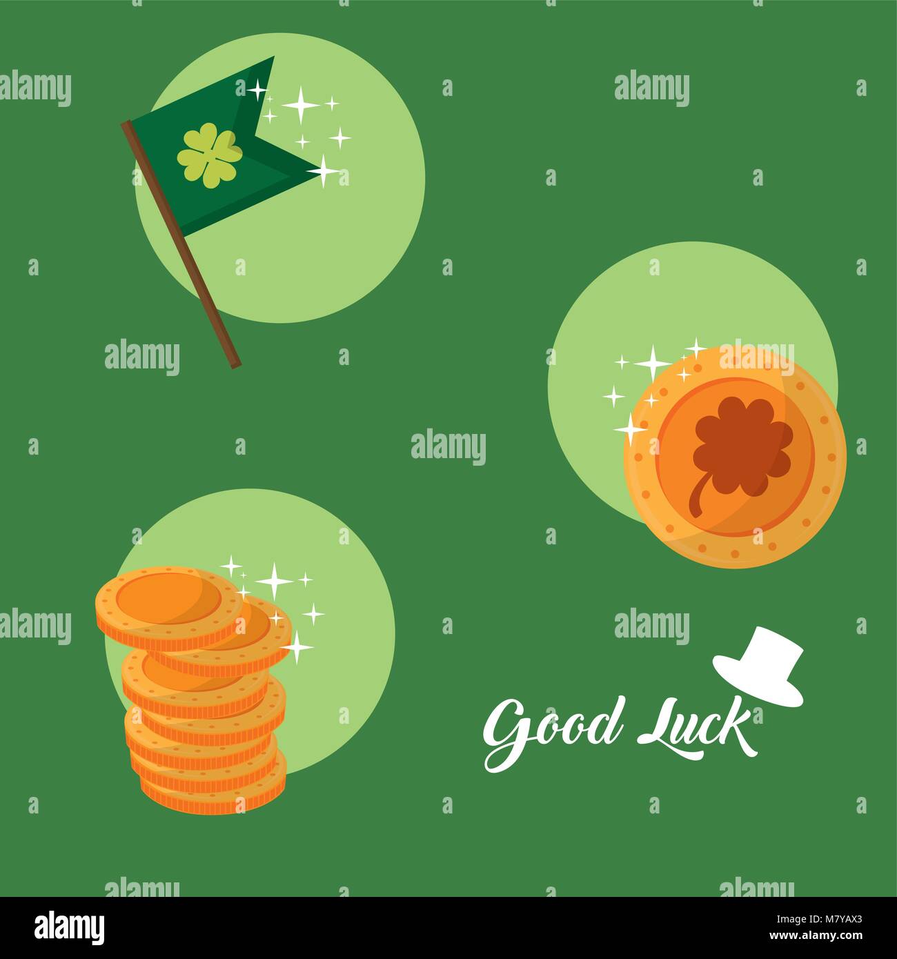 Bonne chance et symboles saint patricks day Illustration de Vecteur