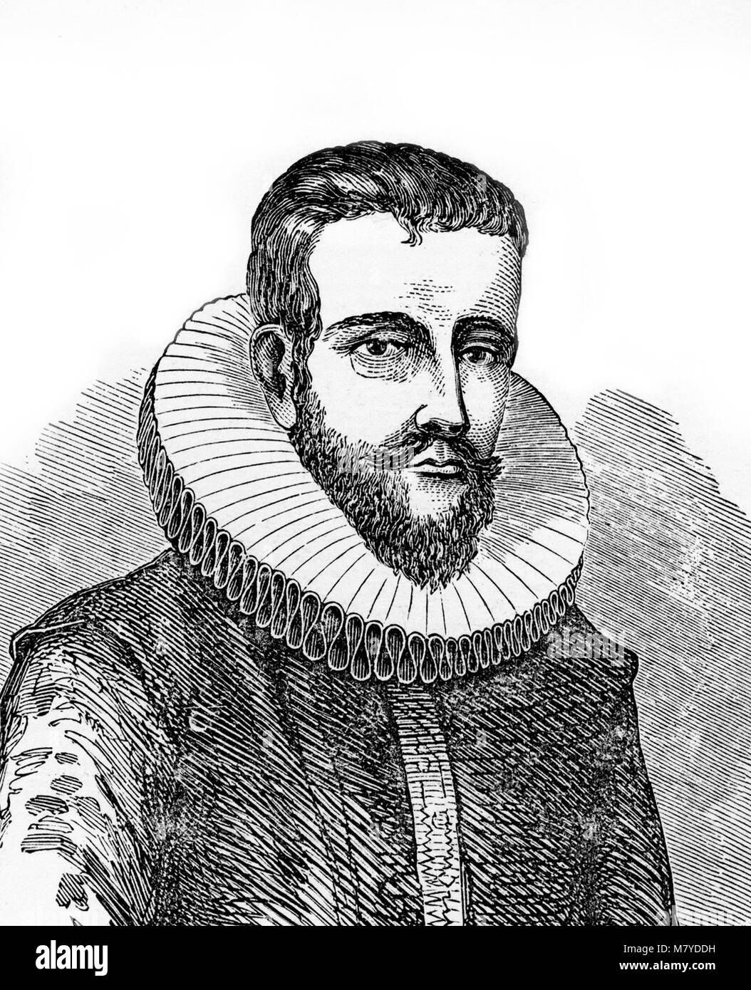 Henry Hudson (1565-1611), portrait de l'explorateur anglais, surtout connu pour ses explorations de l'actuel Canada et dans certaines régions du nord-est des États-Unis Banque D'Images