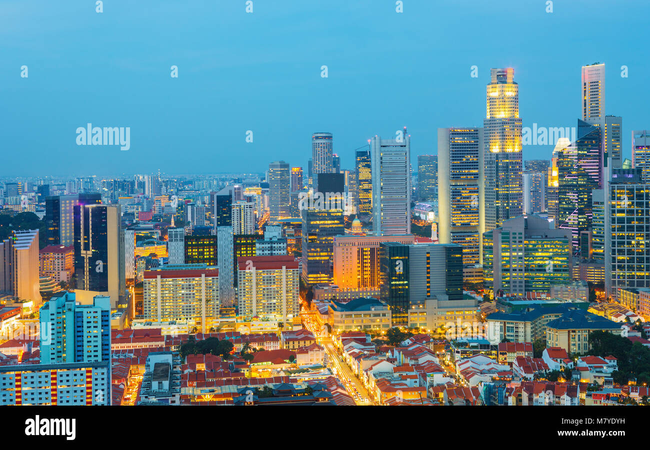 La ville de Singapour, Singapour vue du dessus Banque D'Images