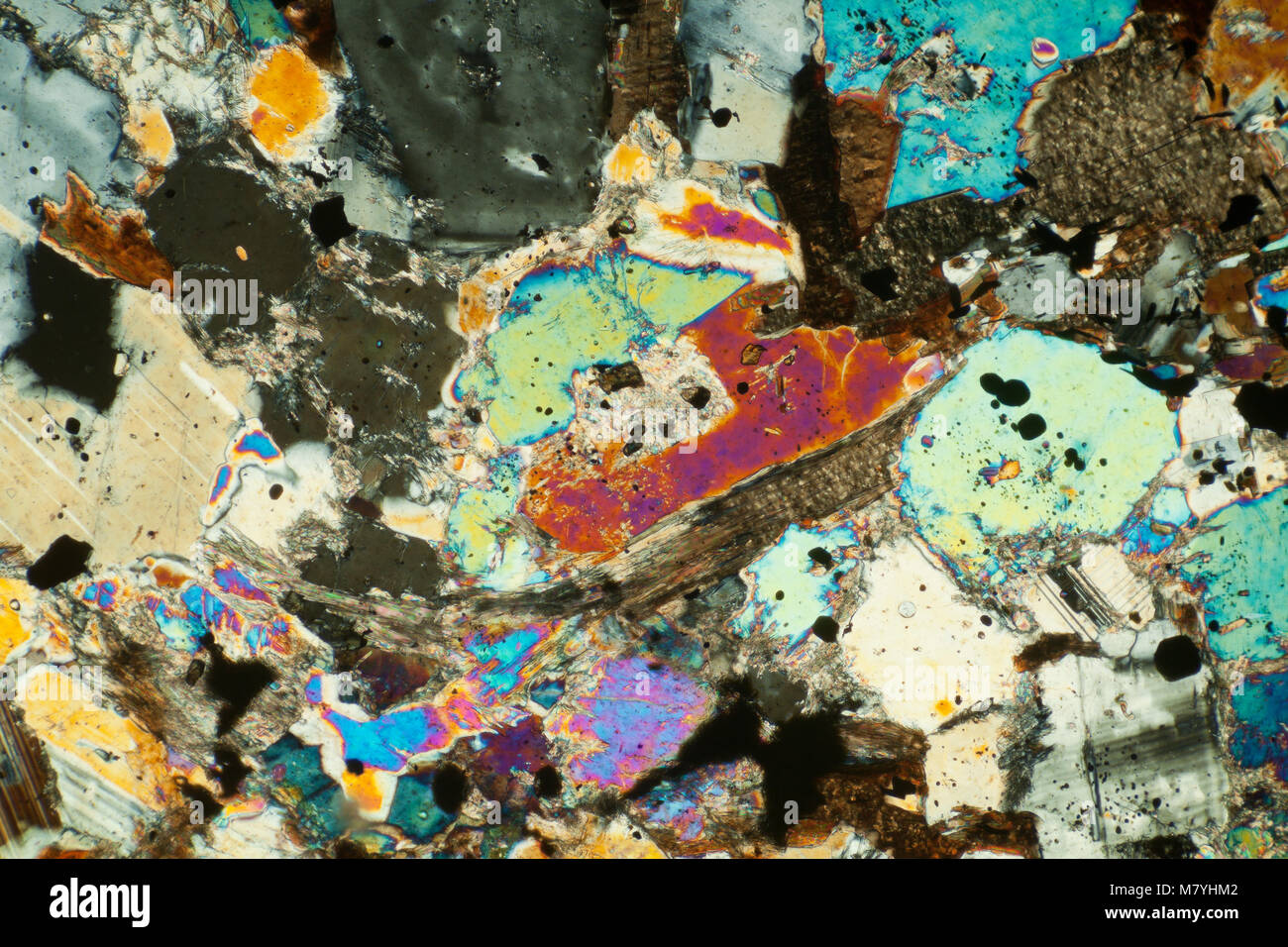 La section rock grenat, Saxe, lumière polarisée photomicrographie Banque D'Images