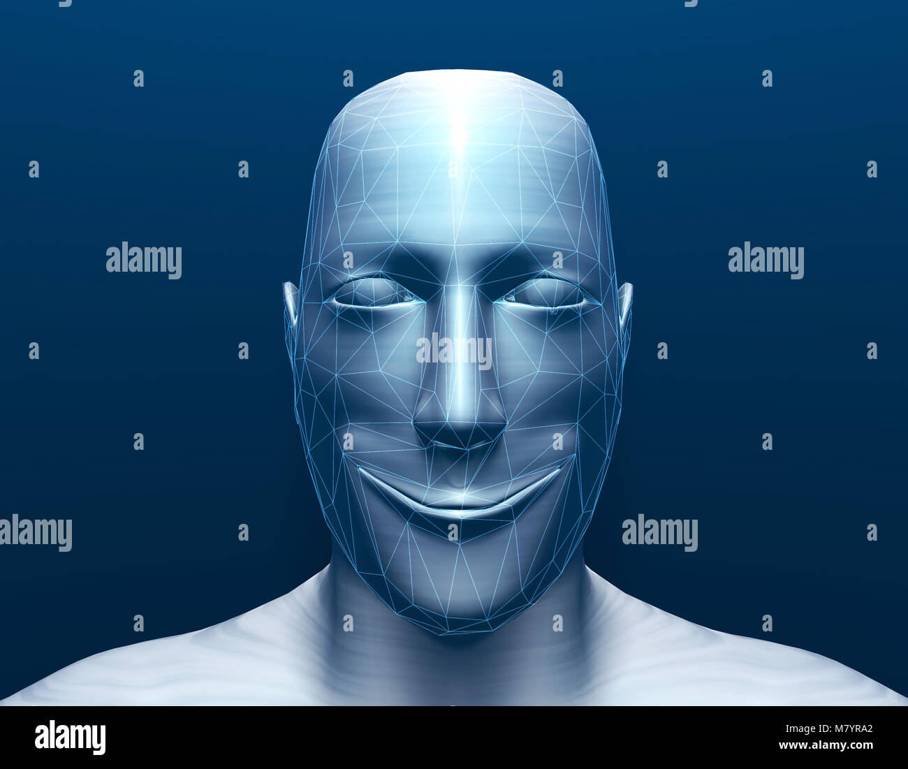 La technologie de l'avenir, la reconnaissance faciale, de transmission de données Banque D'Images