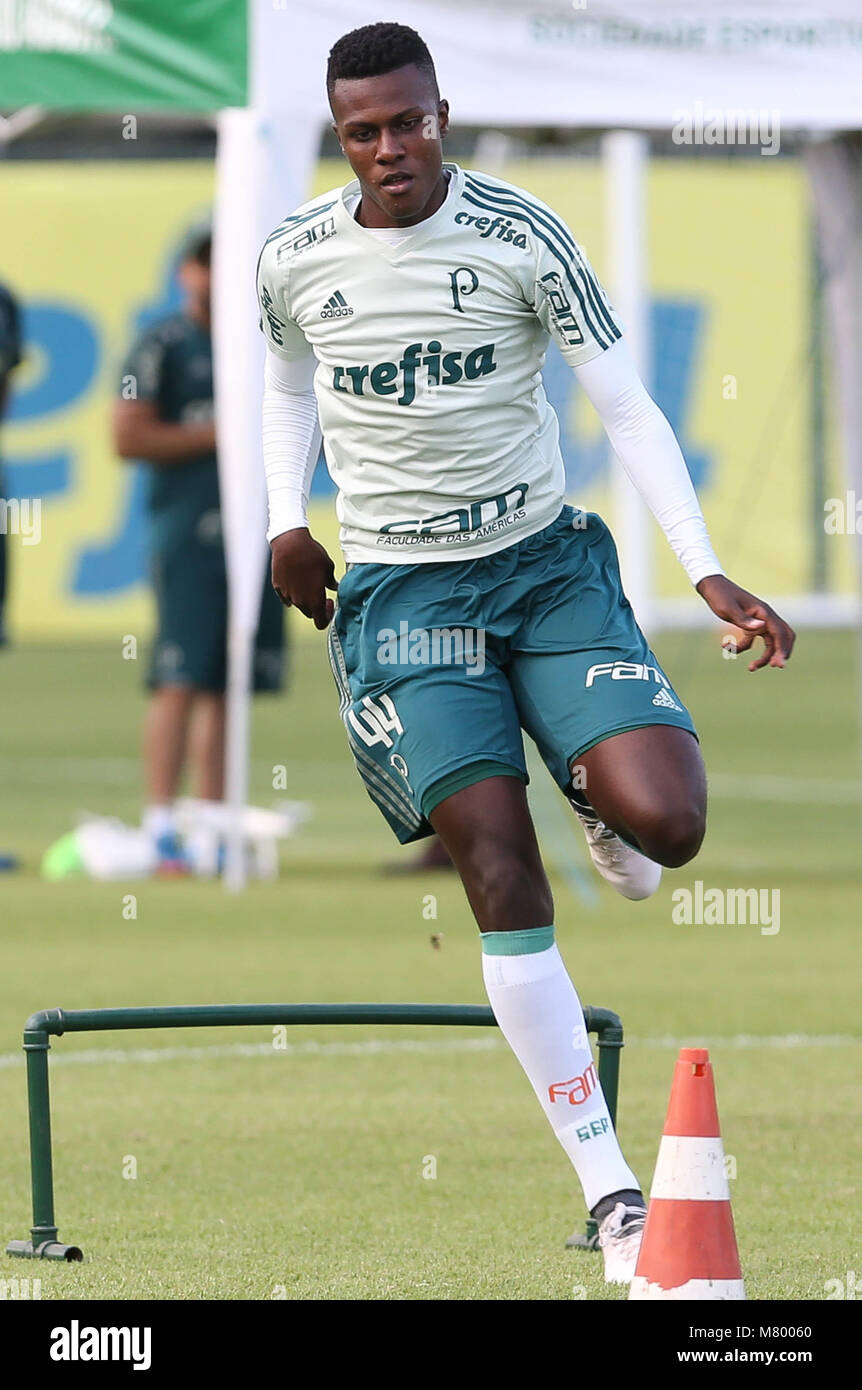 SÃO PAULO, SP - 13.03.2018 : TREINO N PALMEIRAS - Le joueur Pedrão, de se Palmeiras, au cours de la formation, à l'Académie de football. (Photo : Cesar Greco/Fotoarena) Banque D'Images