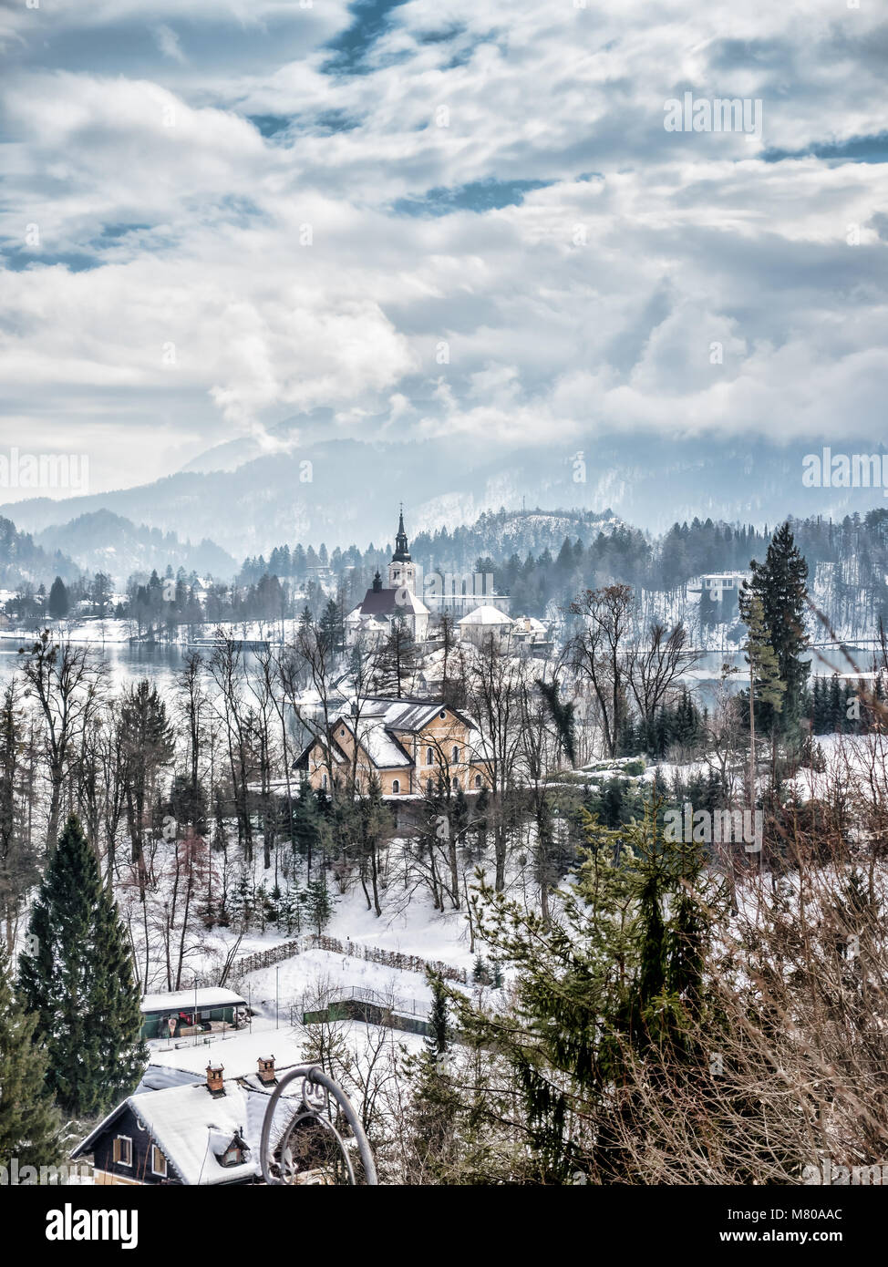 L'église de pèlerinage de l'Asumption de Maria sur l'île de Bled, Slovénie, Europe Banque D'Images