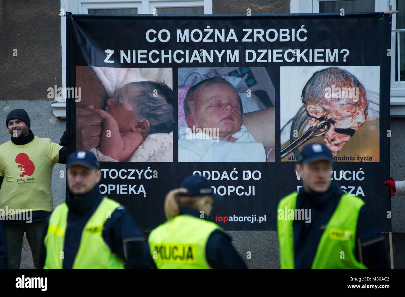 Mouvement de Lutte contre l'avortement à Gdansk, Pologne le 8 mars 2018 © Wojciech Strozyk / Alamy Stock Photo Banque D'Images