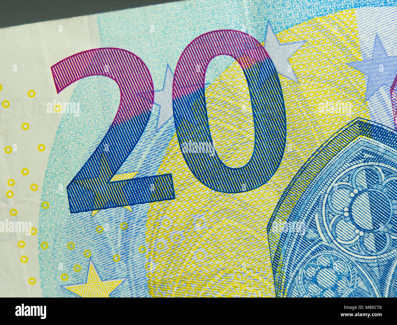 Twenty Euro note - Monnaie européenne - gros plan Banque D'Images