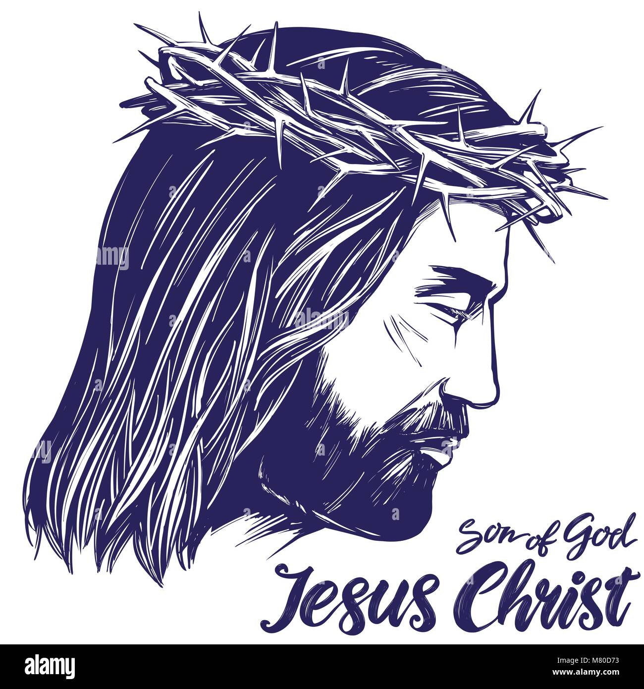 Jésus Christ, Fils de Dieu, symbole du christianisme hand drawn vector illustration croquis Illustration de Vecteur