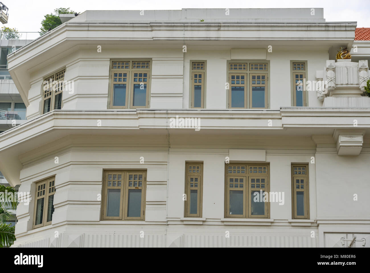 Détails de vieux-style building dans le quartier de Bugis, Singapour. Banque D'Images
