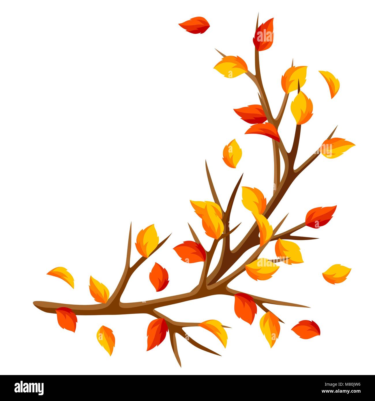 Direction générale de l'automne de l'arbre et des feuilles jaunes. Illustration de saison Illustration de Vecteur