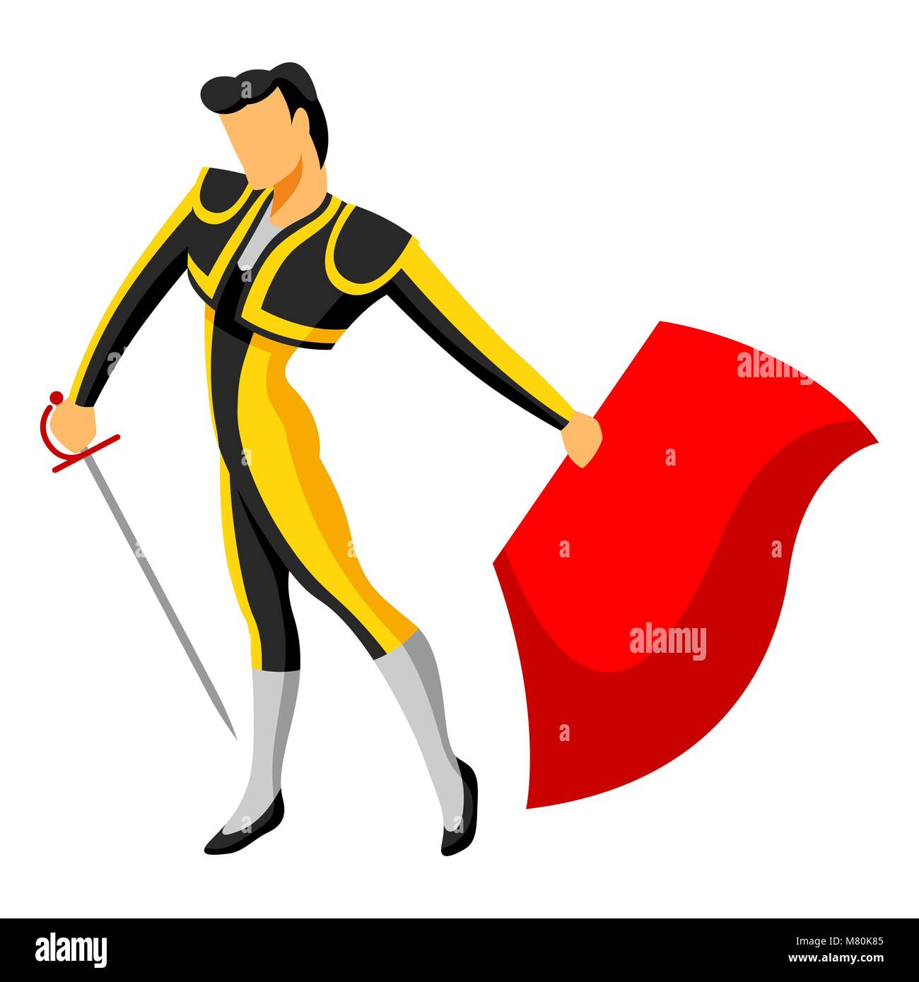Corrida espagnole traditionnelle. Toreador avec épée et cape rouge Illustration de Vecteur