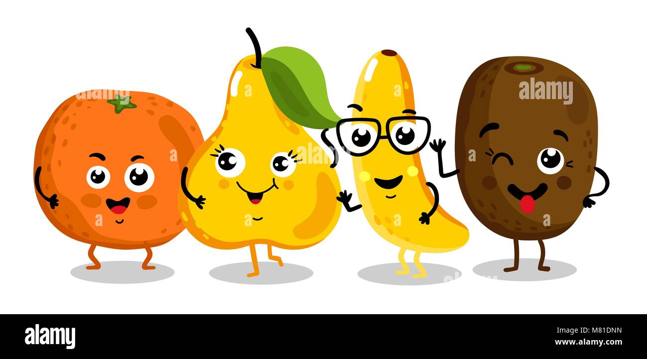Funny Fruit personnages isolés Illustration de Vecteur
