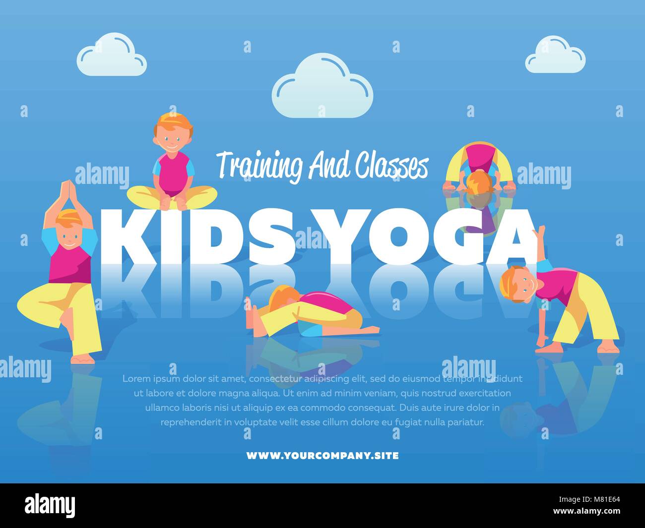 Cours de yoga pour enfants et de formation banner Illustration de Vecteur