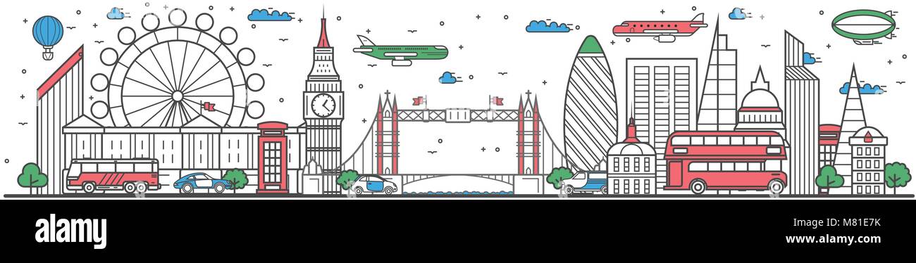 Dans la ville de Londres Voyage télévision ligne bannière design Illustration de Vecteur
