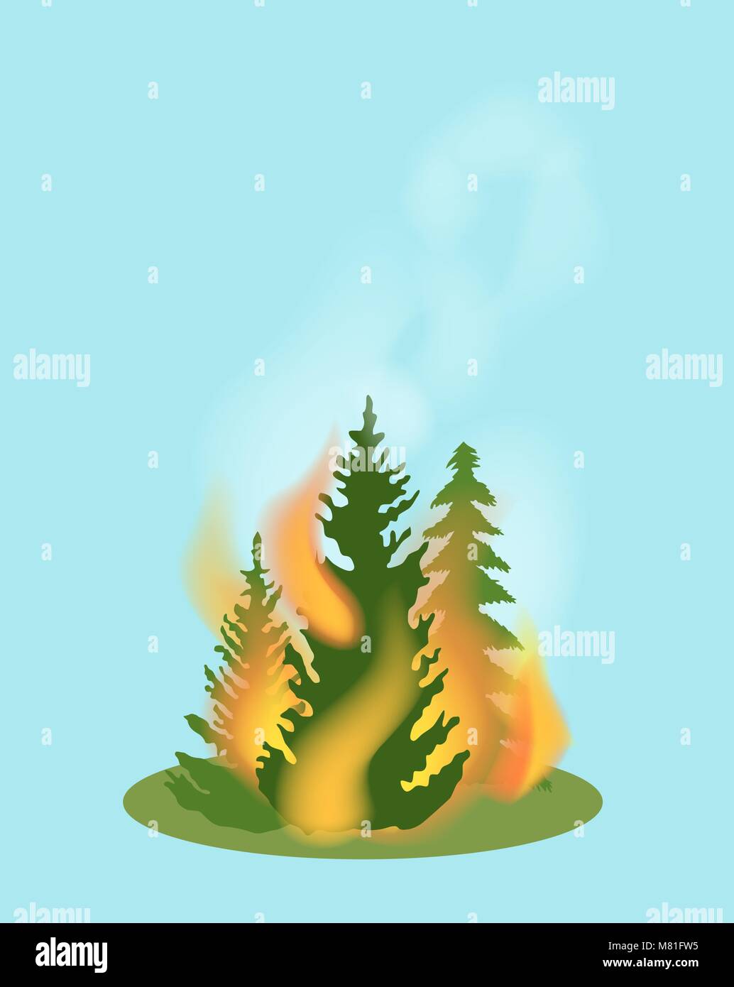 Icône vecteur isolé d'incendie de forêt Illustration de Vecteur