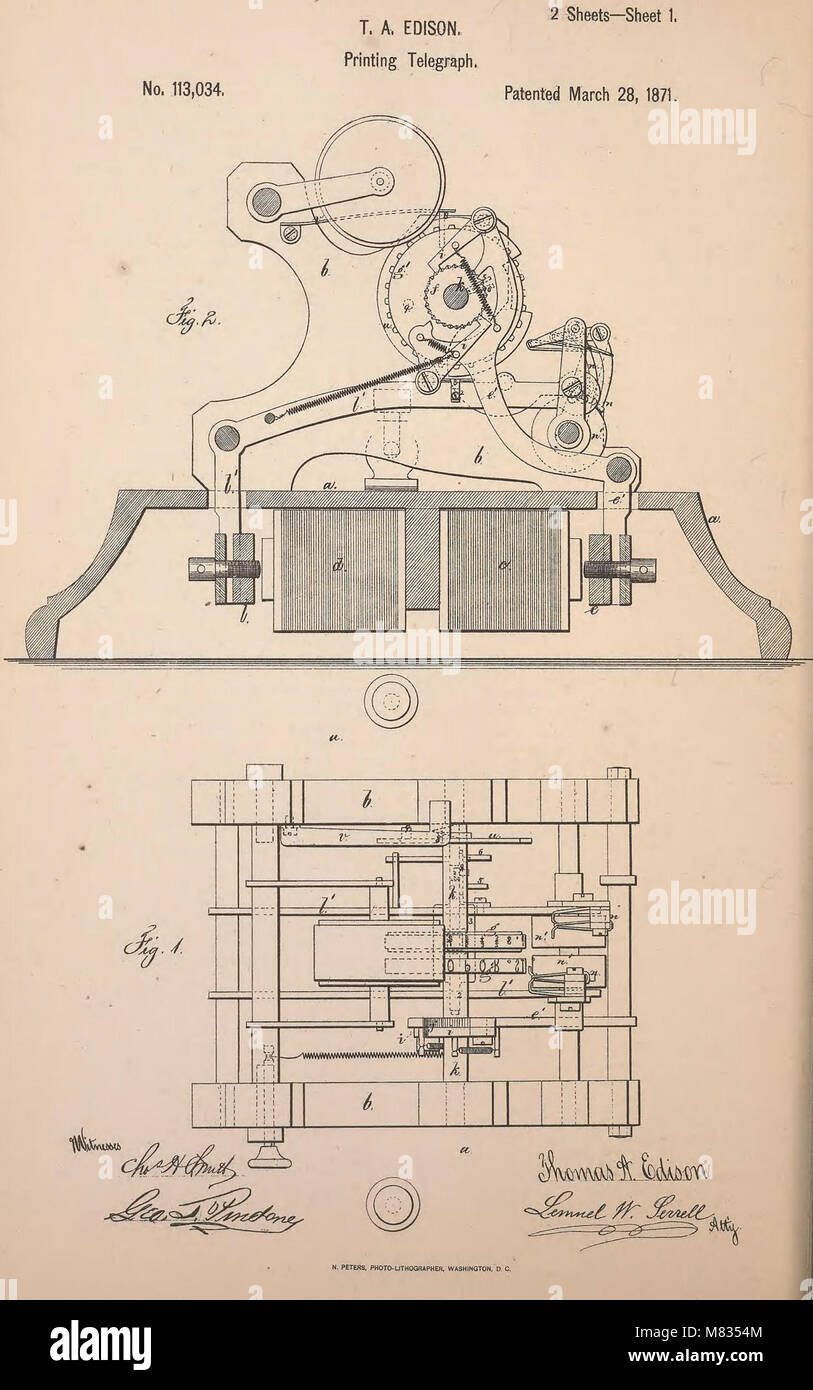 Collection de brevets accordés aux États-Unis Thomas A. Edison, 1869-1884 (1869) (14754172374) Banque D'Images