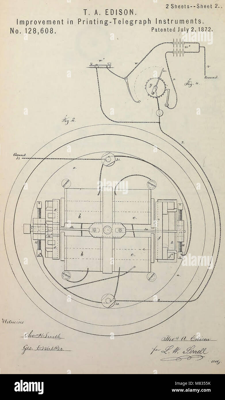 Collection de brevets accordés aux États-Unis Thomas A. Edison, 1869-1884 (1869) (14756239612) Banque D'Images