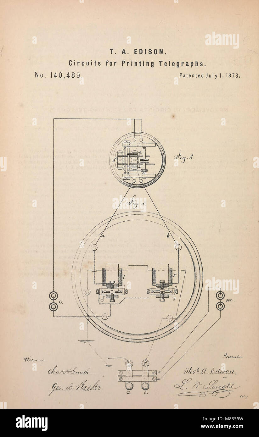 Collection de brevets accordés aux États-Unis Thomas A. Edison, 1869-1884 (1869) (14756262372) Banque D'Images
